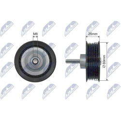  įtempiklio skriemulys, V formos rumbuotas diržas