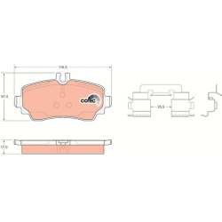  stabdžių trinkelių rinkinys, diskinis stabdys <small>COTEC</small>