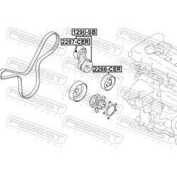  diržo įtempiklis, V formos rumbuotas diržas