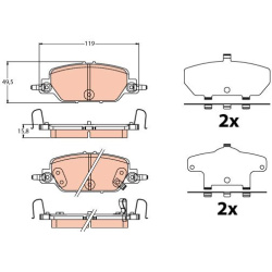  stabdžių trinkelių rinkinys, diskinis stabdys