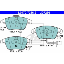  stabdžių trinkelių rinkinys, diskinis stabdys <small>ATE Ceramic</small>