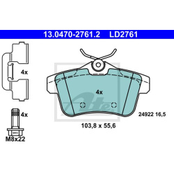  stabdžių trinkelių rinkinys, diskinis stabdys <small>ATE Ceramic</small>