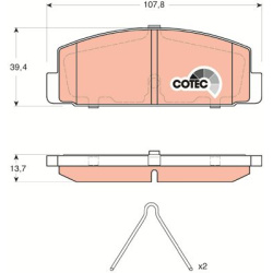  stabdžių trinkelių rinkinys, diskinis stabdys <small>COTEC</small>
