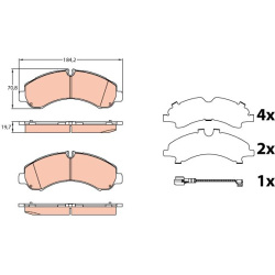  stabdžių trinkelių rinkinys, diskinis stabdys