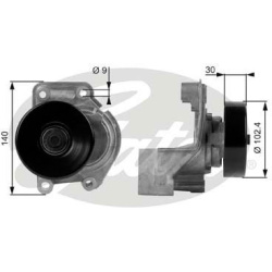  įtempiklio skriemulys, V formos rumbuotas diržas