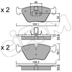  stabdžių trinkelių rinkinys, diskinis stabdys