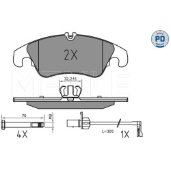  stabdžių trinkelių rinkinys, diskinis stabdys <small>MEYLE-PD: Advanced performance and design.</small>