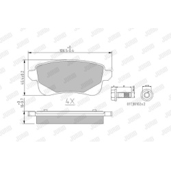  stabdžių trinkelių rinkinys, diskinis stabdys