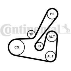  V formos rumbuotas diržas, komplektas