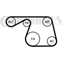  V formos rumbuotas diržas, komplektas