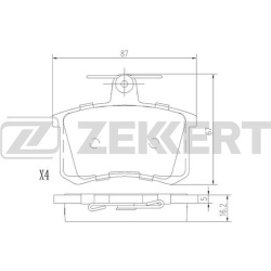  stabdžių trinkelių rinkinys, diskinis stabdys <small>COTEC</small>