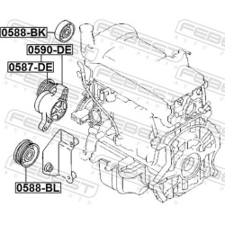  diržo įtempiklis, V formos rumbuotas diržas