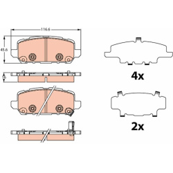  stabdžių trinkelių rinkinys, diskinis stabdys