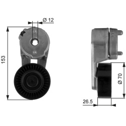 diržo įtempiklis, V formos rumbuotas diržas