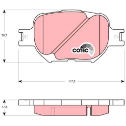  stabdžių trinkelių rinkinys, diskinis stabdys <small>COTEC</small>