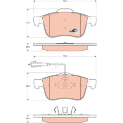  stabdžių trinkelių rinkinys, diskinis stabdys <small>COTEC</small>