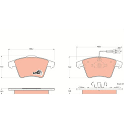  stabdžių trinkelių rinkinys, diskinis stabdys <small>COTEC</small>