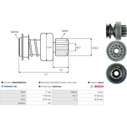  laisvos eigos pavara, starteris <small>Bosch</small>