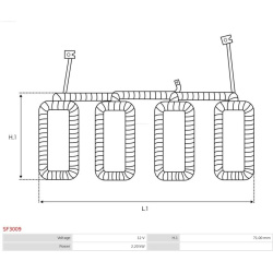  polių apvija, starteris <small>AS</small>